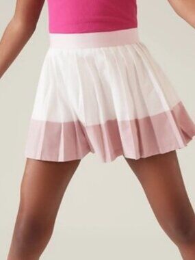 Athleta Girl -  Two-Tone Pink & Cream Pleated Tennis Style Skirt